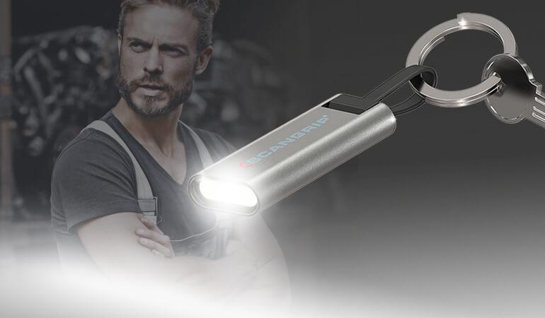 New LED keychain flashlight with integrated USB charger