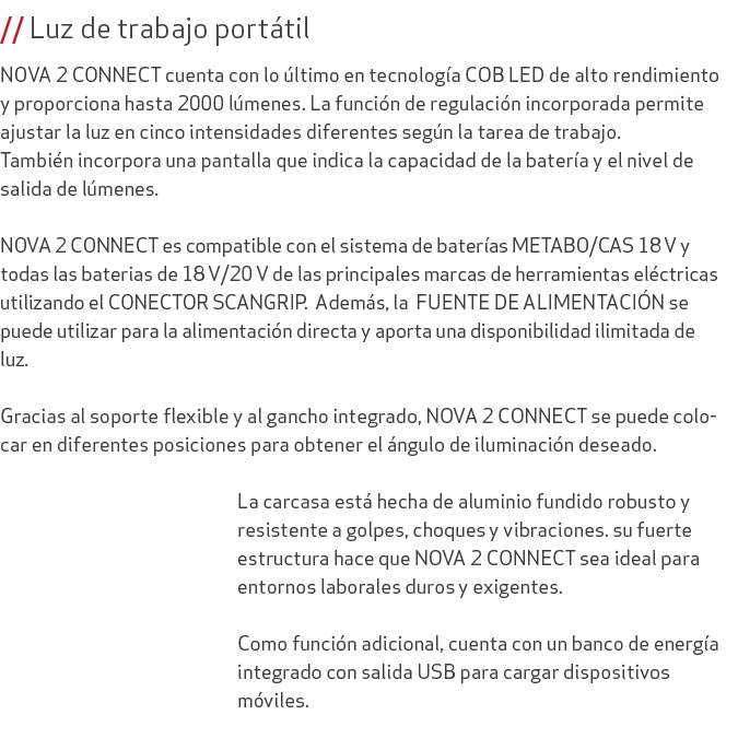 // Luz de trabajo port til NOVA 2 CONNECT cuenta con lo ltimo en tecnolog a COB LED de alto rendimiento y proporcion...