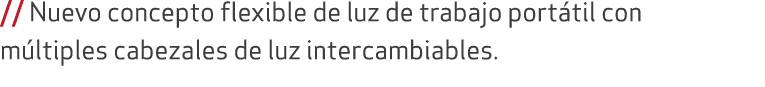 // Nuevo concepto flexible de luz de trabajo port til con m ltiples cabezales de luz intercambiables. 
