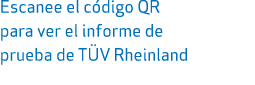 Escanee el c digo QR para ver el informe de prueba de T V Rheinland 