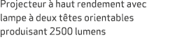 Projecteur  haut rendement avec lampe   deux t tes orientables produisant 2500 lumens