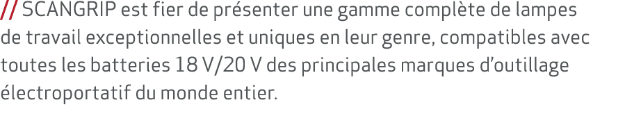 // SCANGRIP est fier de pr senter une gamme compl te de lampes de travail exceptionnelles et uniques en leur genre, c...