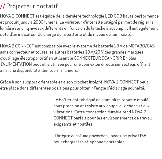// Projecteur portatif NOVA 2 CONNECT est quip  de la derni re technologie LED COB haute performance et produit jusq...