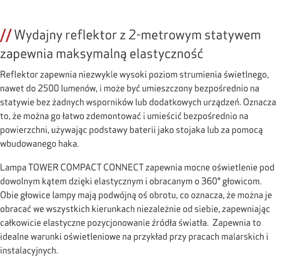  // Wydajny reflektor z 2 metrowym statywem zapewnia maksymaln elastyczno   Reflektor zapewnia niezwykle wysoki pozi...