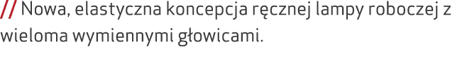 // Nowa, elastyczna koncepcja r cznej lampy roboczej z wieloma wymiennymi g owicami.