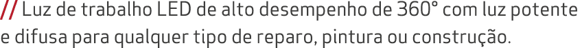 // Luz de trabalho LED de alto desempenho de 360° com luz potente e difusa para qualquer tipo de reparo, pintura ou c...