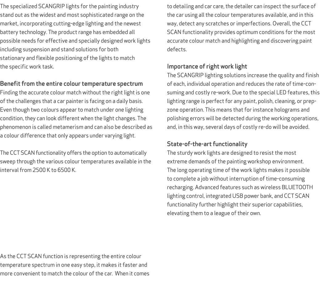 The specialized SCANGRIP lights for the painting industry stand out as the widest and most sophisticated range on the...