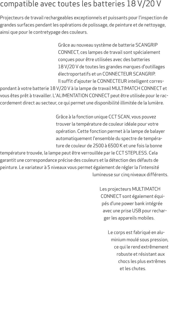 compatible avec toutes les batteries 18 V/20 V Projecteurs de travail rechargeables exceptionnels et puissants pour l...