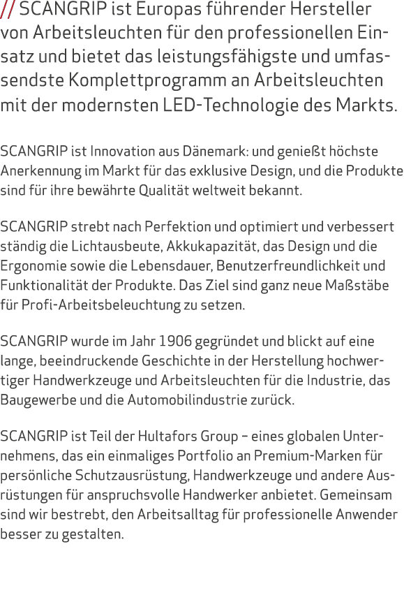 // SCANGRIP ist Europas f hrender Hersteller von Arbeitsleuchten f r den professionellen Einsatz und bietet das leist...