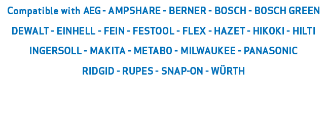 Compatible with AEG AMPSHARE BERNER BOSCH BOSCH GREEN DEWALT EINHELL FEIN FESTOOL FLEX HAZET HIKOKI HILTI INGERSOLL M...