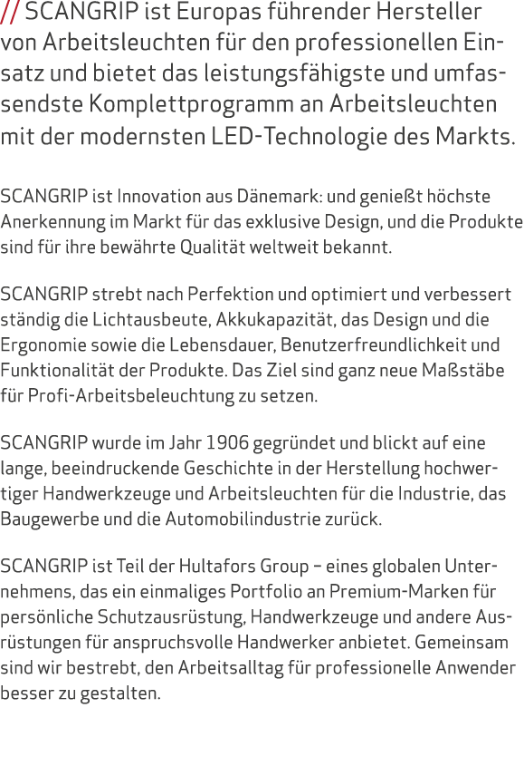 // SCANGRIP ist Europas f hrender Hersteller von Arbeitsleuchten f r den professionellen Einsatz und bietet das leist...