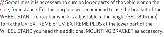 // Sometimes it is necessary to cure on lower parts of the vehicle or on the side, for instance. For this purpose we ...