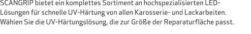 SCANGRIP bietet ein komplettes Sortiment an hochspezialisierten LED L sungen f r schnelle UV H rtung von allen Kaross...
