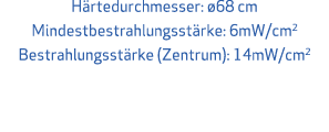 H rtedurchmesser: 68 cm Mindestbestrahlungsst rke: 6mW/cm2 Bestrahlungsst rke (Zentrum): 14mW/cm2
