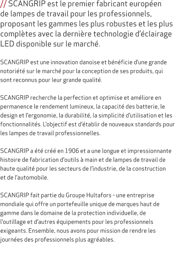 // SCANGRIP est le premier fabricant europ en de lampes de travail pour les professionnels, proposant les gammes les ...