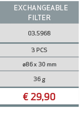  Exchangeable FILTER,03.5968,3 PCS, 86 x 30 mm,36 g,€ 29,90