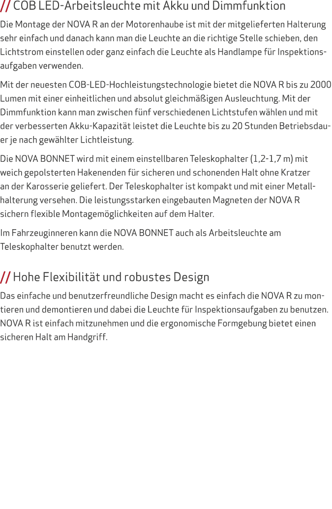 // COB LED Arbeitsleuchte mit Akku und Dimmfunktion Die Montage der NOVA R an der Motorenhaube ist mit der mitgeliefe...
