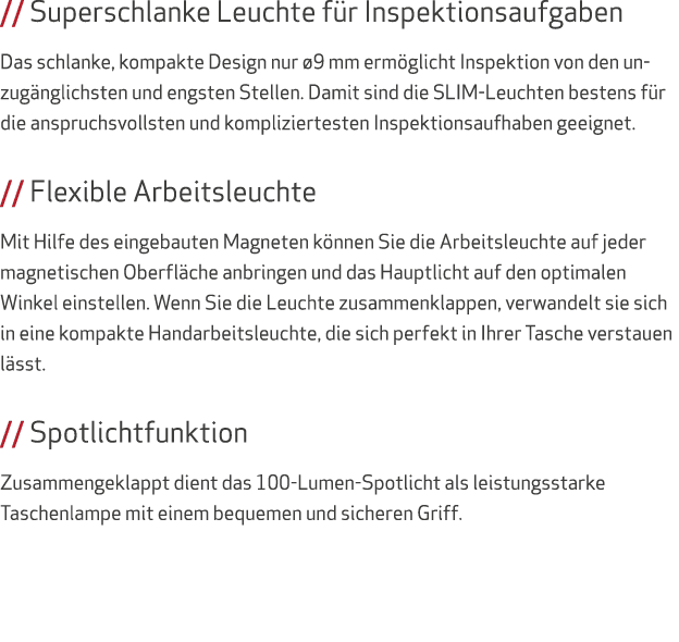 // Superschlanke Leuchte f r Inspektionsaufgaben Das schlanke, kompakte Design nur 9 mm erm glicht Inspektion von de...