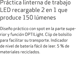 Pr ctica linterna de trabajo LED recargable 2 en 1 que produce 150 l menes Dise o pr ctico con spot en la parte super...
