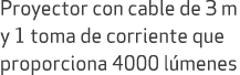 Proyector con cable de 3 m y 1 toma de corriente que proporciona 4000 l menes