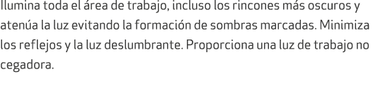 Ilumina toda el rea de trabajo, incluso los rincones m s oscuros y aten a la luz evitando la formaci n de sombras ma...