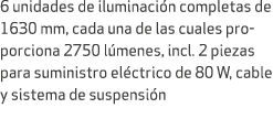 6 unidades de iluminaci n completas de 1630 mm, cada una de las cuales proporciona 2750 l menes, incl. 2 piezas para ...