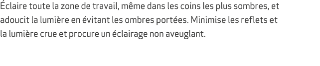  claire toute la zone de travail, m me dans les coins les plus sombres, et adoucit la lumi re en vitant les ombres p...