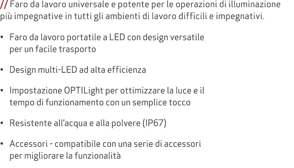 // Faro da lavoro universale e potente per le operazioni di illuminazione pi impegnative in tutti gli ambienti di la...