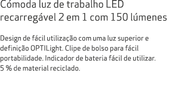 C moda luz de trabalho LED recarreg vel 2 em 1 com 150 l menes Design de f cil utiliza o com uma luz superior e defi...