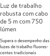 Luz de trabalho robusta com cabo de 5 m com 750 l men Supera o desempenho das luzes de trabalho fluorescentes tradici...