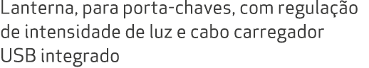 Lanterna, para porta chaves, com regula o de intensidade de luz e cabo carregador USB integrado