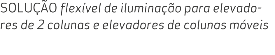 Solu o flex vel de ilumina  o para elevadores de 2 colunas e elevadores de colunas m veis 