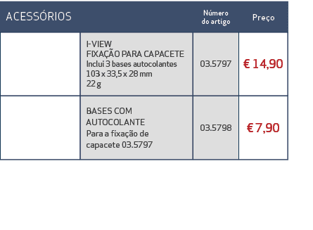 acess rios,N mero do artigo,Pre o ,,I VIEW fixa o para capacete Inclui 3 bases autocolantes 103 x 33,5 x 28 mm 22 g,...